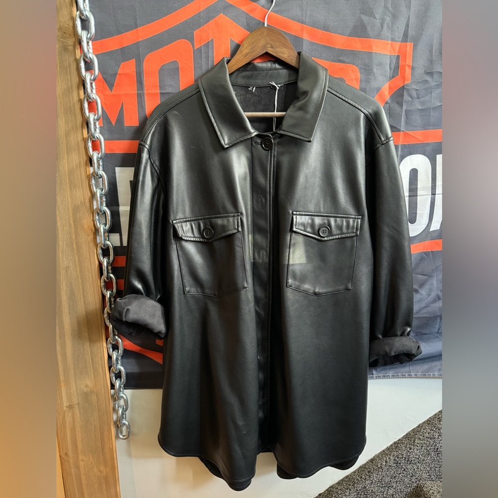 Vegan leather button down